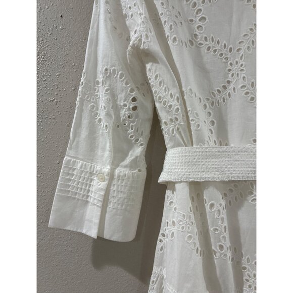 Zara Womens embroidered White button-up Cotton maxi summer dress size Small - Picture 9 of 9